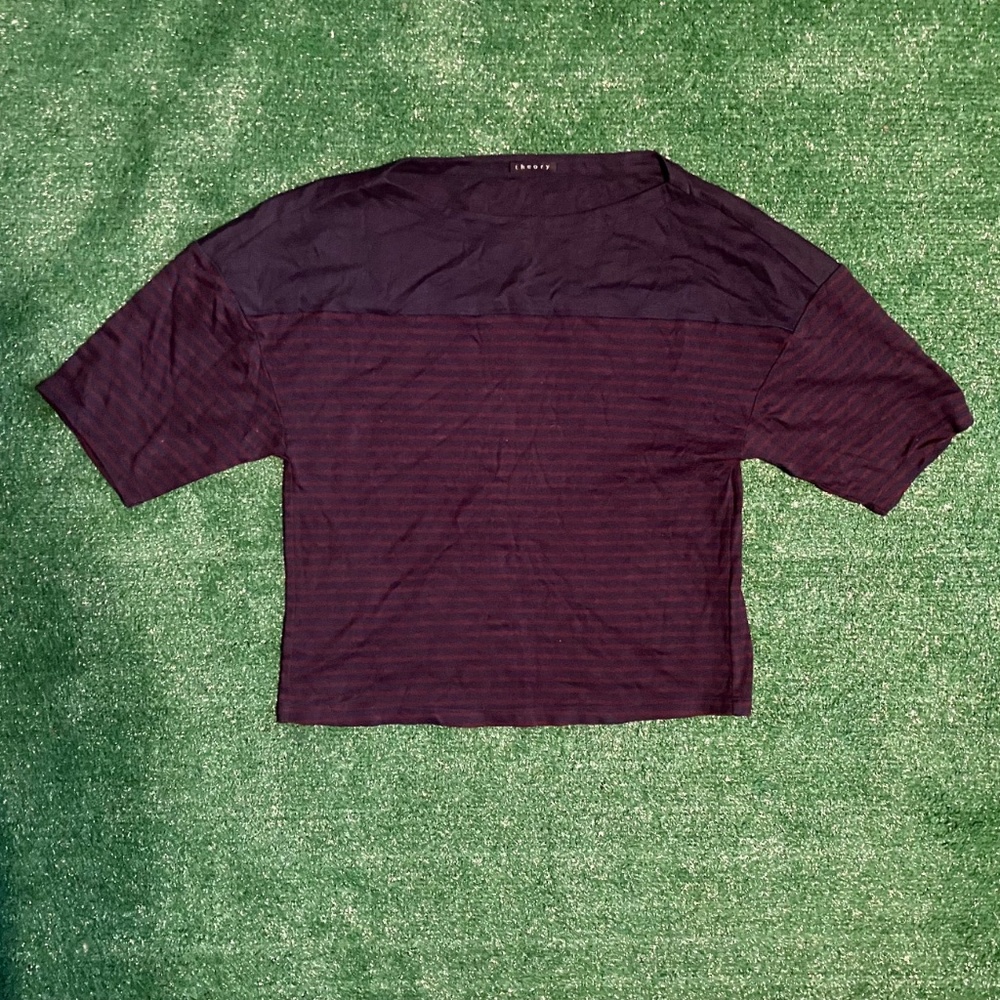 Theory Women's Stripped Crop Top T-Shirt